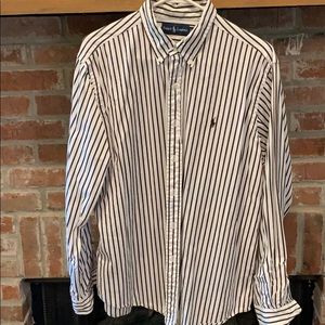 White with brown stripes XL button down Polo